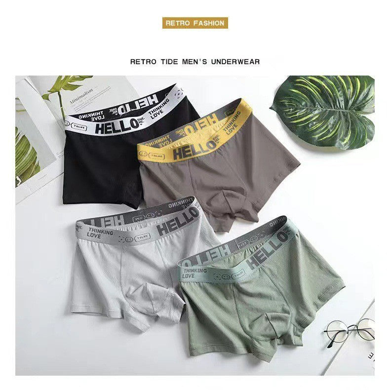 5PCS Boxer Panties Men Letter Underwear Trunks Sexy Underpant Comfortable Breathable Soft Cotton Panties Boxer Shorts Plus Size