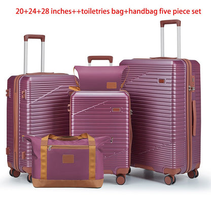 Conjunto de Bagagem de 20/24/28 Polegadas, 5 Peças de Bagagem ABS com Nécessaire e Bolsa de Mão Leve 2,6KG para Viagens em Família e Férias