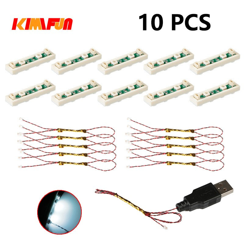 10PCS 0.8mm Pino RGB LED Blocos de Montar USB Lâmpada DIY Luz de Rua Cidade Decoração Elétrica 1X1 Tijolo Compatível com Todas as Marcas