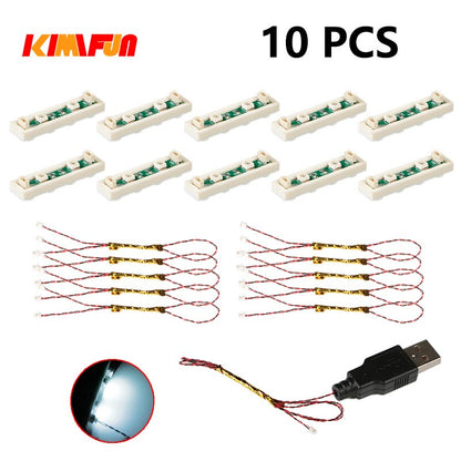 10PCS 0.8mm Pino RGB LED Blocos de Montar USB Lâmpada DIY Luz de Rua Cidade Decoração Elétrica 1X1 Tijolo Compatível com Todas as Marcas