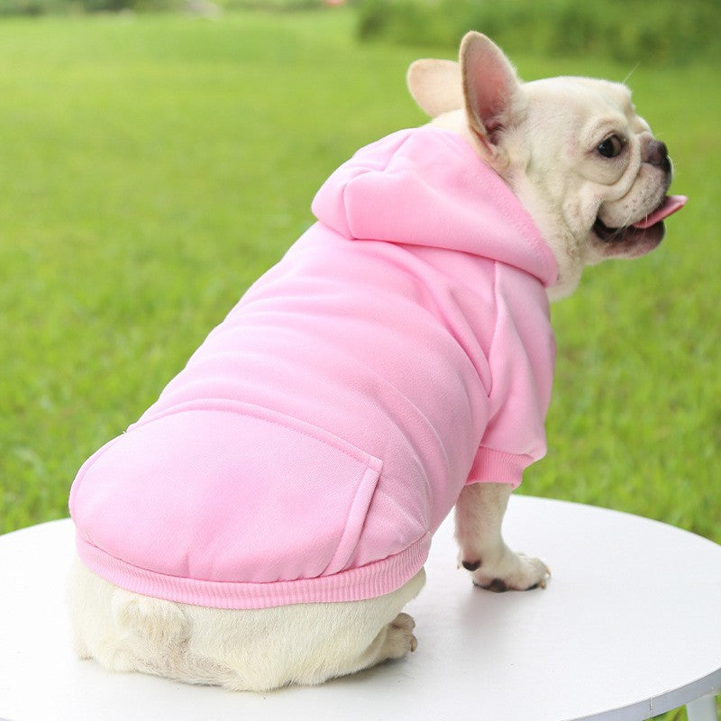 Roupas de Cachorro Fashion Outono e Inverno Roupas para Pequenos Pets Espessamento Quente Cor Sólida Moletom de Duas Pernas com Capuz Produtos Casuais para Pets