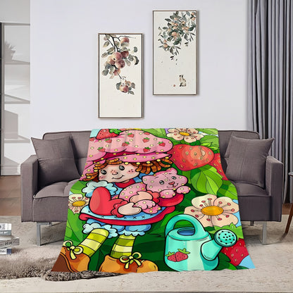 Cute S-Strawberry S-Shortcake Blanket Skin friendly comfort warm soft plush blanket suitable sofa living room office bedroom