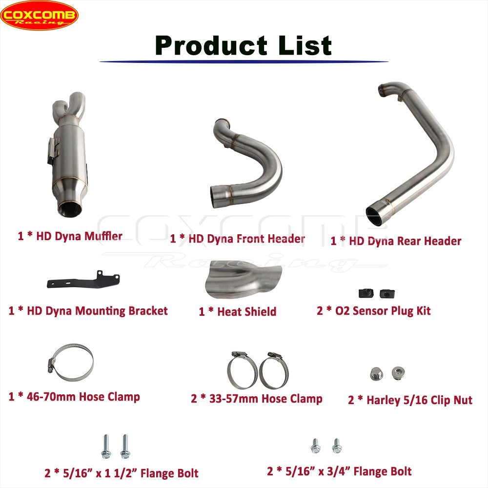 Slip On Exhaust Muffler System Motorcycle Complete Exhaust Pipe For Harley Dyna Street Bob FXDB FXDBB FXDBP FXDBI Limited FXDBC