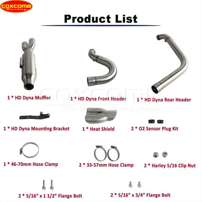Slip On Exhaust Muffler System Motorcycle Complete Exhaust Pipe For Harley Dyna Street Bob FXDB FXDBB FXDBP FXDBI Limited FXDBC