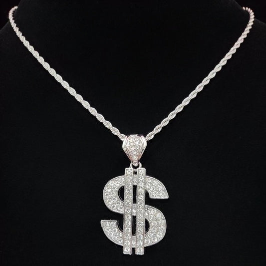 Men Women Hip Hop Dollar  Pendant Necklace with 13mm Cuban Chain Hiphop Iced out pendants Necklaces Fashion Punk Jewelry Gifts