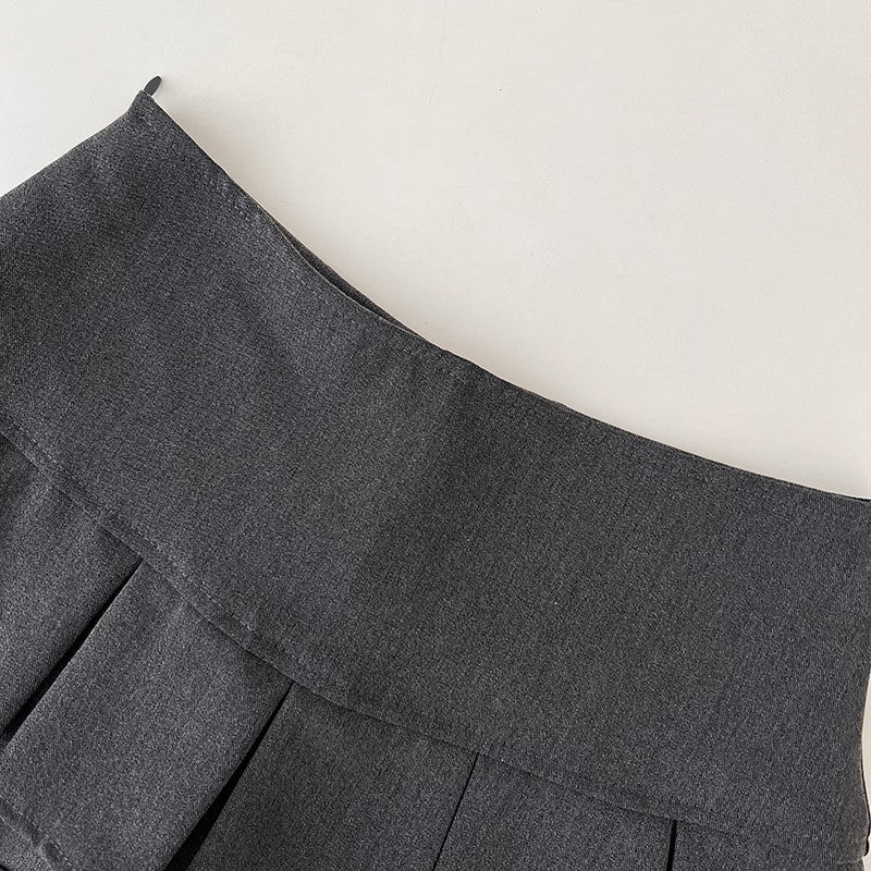 Low Waist Mini Skirt Y2K Black Low Rise Pleated Skort with Bulit-in Shorts Micro Miniskirt Women Teenage Girls Sweet Outfit