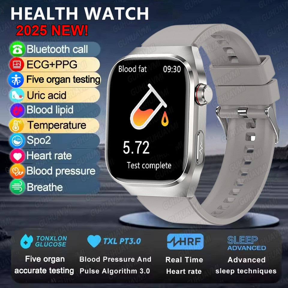 2025Novo Micro Exame Físico Smartwatch Para Homens Ácido Úrico Gordura Corporal Relógios de Saúde de Cinco Órgãos Chamada Bluetooth SmartBracelet