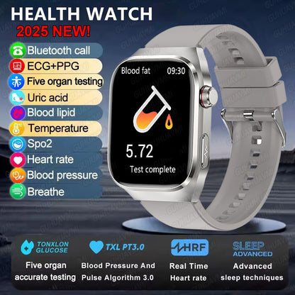 2025Novo Micro Exame Físico Smartwatch Para Homens Ácido Úrico Gordura Corporal Relógios de Saúde de Cinco Órgãos Chamada Bluetooth SmartBracelet