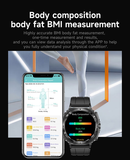 Novo Relógio de Saúde Ácido Úrico Pressão Arterial Oxigênio no Sangue Análise Corporal Gordura Corporal Smartwatch ECG+PPG Chamada Bluetooth Relógio Mulheres Homens
