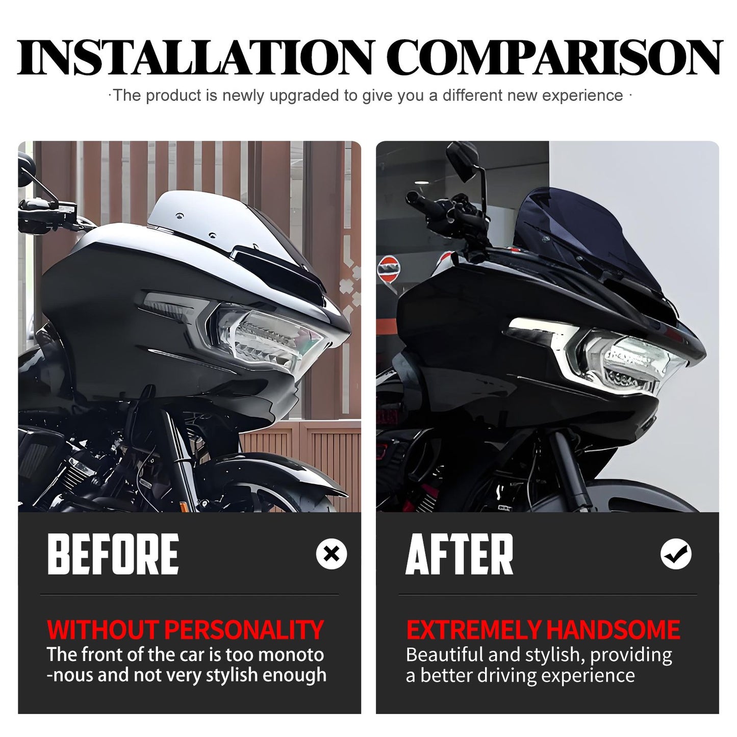 Para-brisa de motocicleta 10" Carenagem Defletor de vento Para-brisa ABS para Harley Touring CVO Road Glide 2023 2024 2025 FLTRX FLTRXSE
