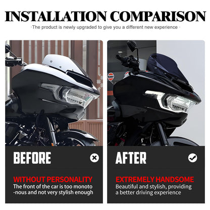 Para-brisa de motocicleta 10" Carenagem Defletor de vento Para-brisa ABS para Harley Touring CVO Road Glide 2023 2024 2025 FLTRX FLTRXSE