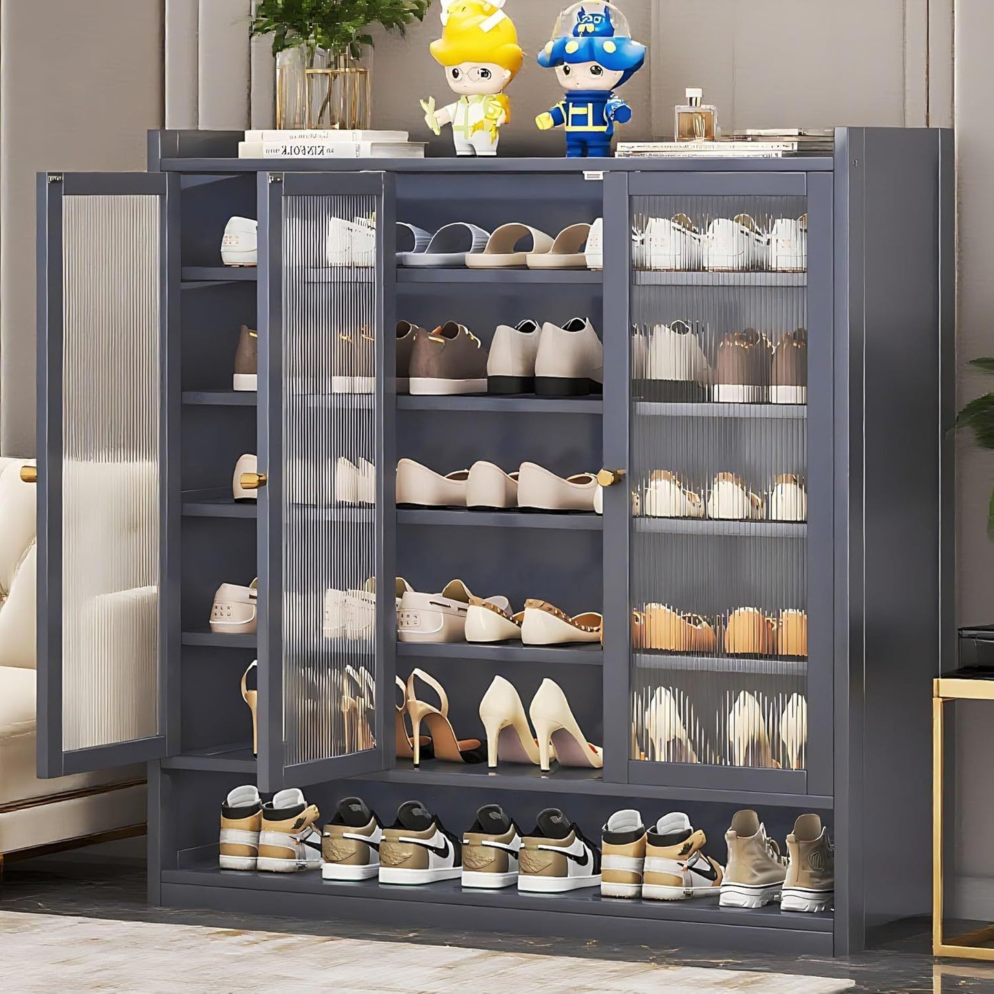 7-Tier Shoe Cabinet with Doors, 36-40 Pairs Large Shoe Storage Cabinet, Freestanding Shoe Rack for Entryway, Hallway, Bedroom,