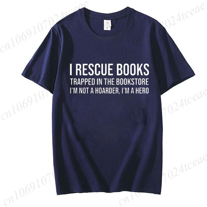 I Rescue Books Print T-Shirts Trend Women Fashion Clothing Graphic T-shirts Clothes Christmas Female Shirts Lady Casual Clothing