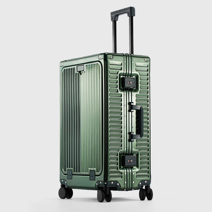 SUSHIMU 20-inch all-aluminum-magnesium alloy luggage with front opening, trolley suitcase, carry-on suitcase, metal travel