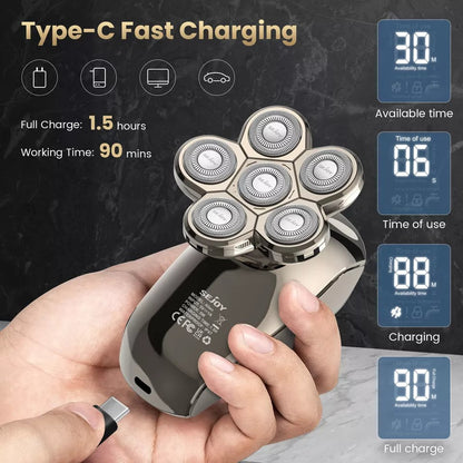 SEJOY Electric Shaver Hair Clipper 5IN1 Beard Trimmer Bald Head Shaver Wet & Dry Men's Electric Hair Trimmer