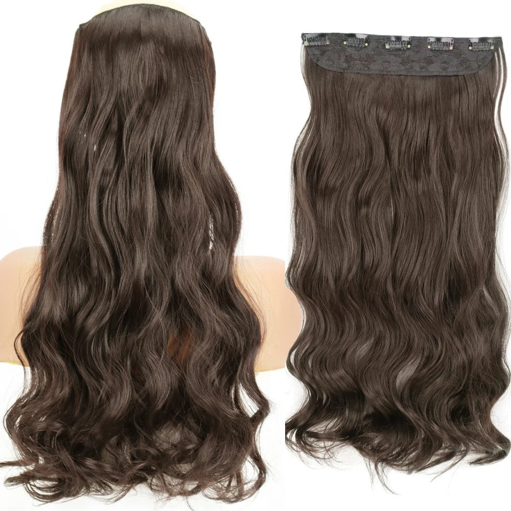 Extensão de Cabelo Liso Comprido de Fibra Sintética Resistente ao Calor com 5 Clipes 22"32" Preto Castanho Loiro