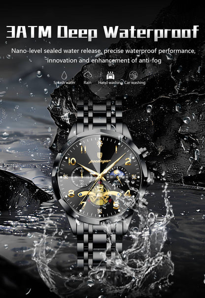 POEDAGAR Luxo Alta Qualidade Relógio de Pulso Masculino Cronógrafo Aço Inoxidável Quartzo Relógios Masculinos Impermeável Luminoso Relógio Masculino Reloj