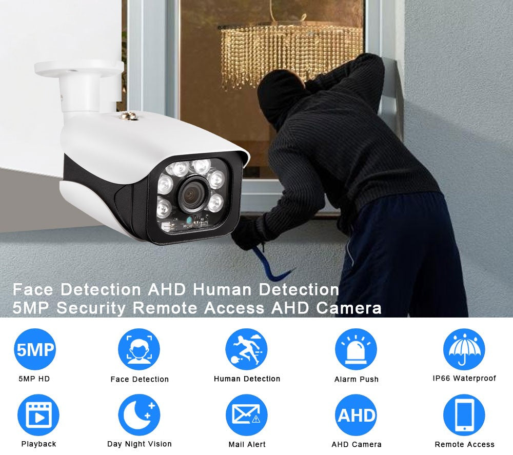 5MP Wired CCTV Analog Security Camera Outside Street Waterproof AHD Dome Video Surveillance Camera BNC XMEYE 4K 5MP AHD DVR View