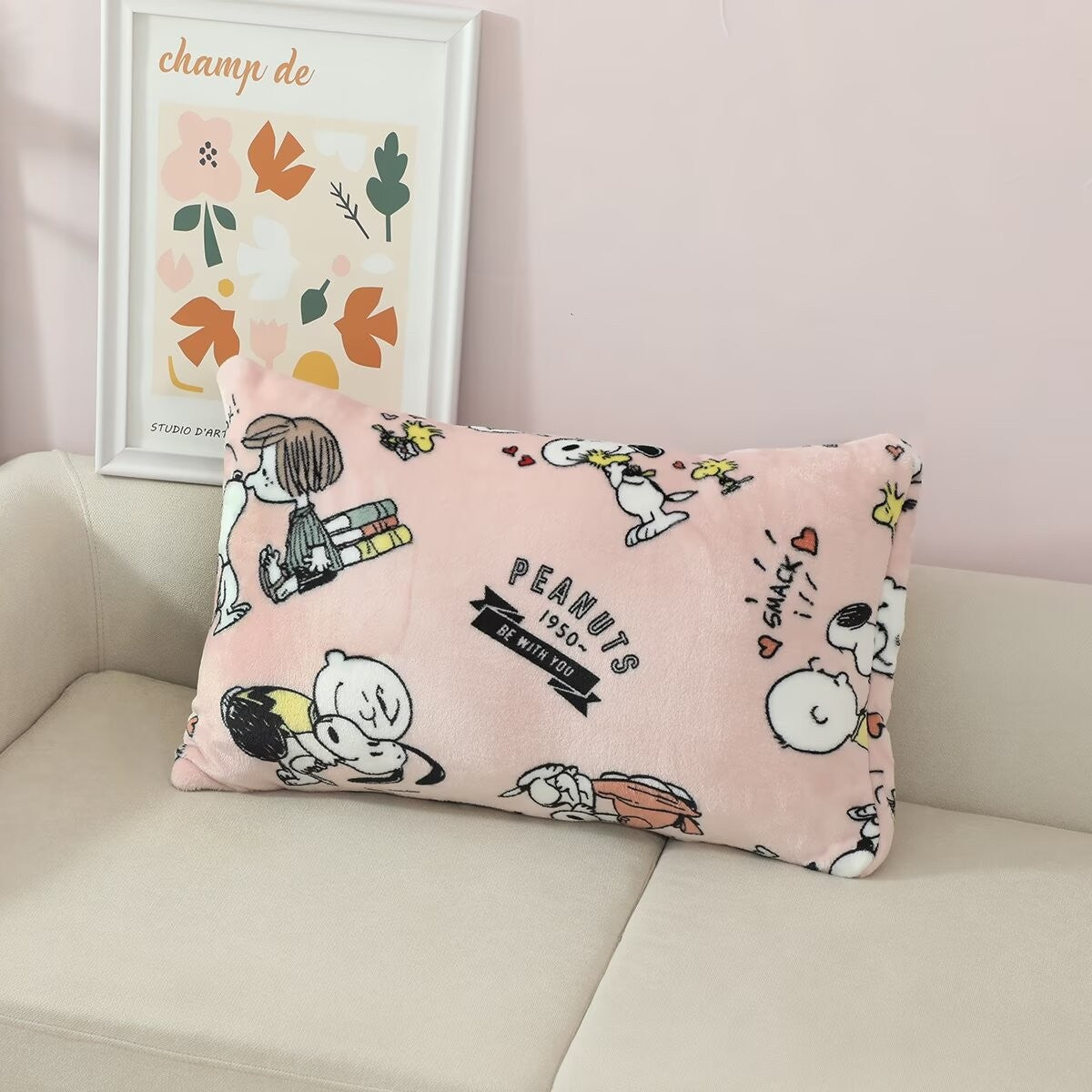 Snoopy Plush Blanket Comfortable Cartoon Snoopy Pattern Printing Flannel Blanket Office Nap Blanket Bedroom Bedspread Girl Gift