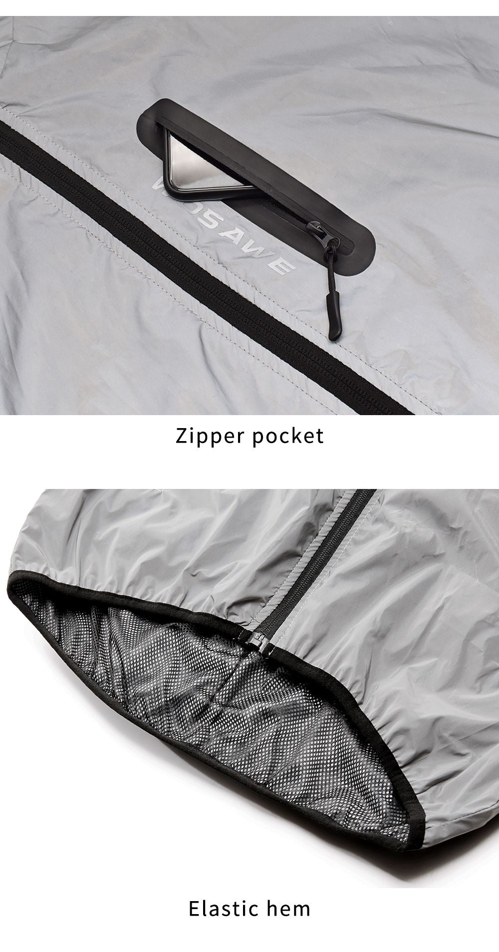 WOSAWE Full Reflective Jacket with Hoodie High Visibility Waterproof Wind Breaker Men Women Hiking Cycling Running Safety Vest