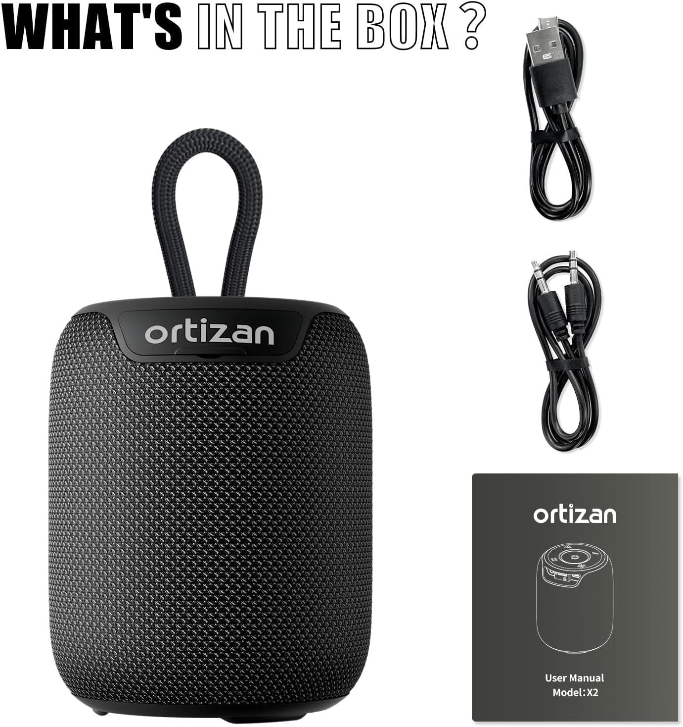 Caixas de Som Bluetooth Ortizan, Speaker Portátil Sem Fio com Bluetooth 5.3, IPX7 à Prova D'água, Som Estéreo de 15W, Pareamento Duplo, TF/AUX