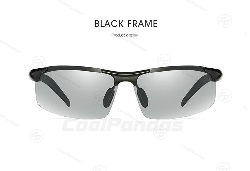 CoolPandas Óculos de Sol Fotocromáticos Masculinos Polarizados Sem Aro para Esportes ao Ar Livre Óculos de Condução Dia Noite Camaleão Óculos Masculinos