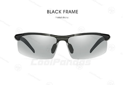 CoolPandas Óculos de Sol Fotocromáticos Masculinos Polarizados Sem Aro para Esportes ao Ar Livre Óculos de Condução Dia Noite Camaleão Óculos Masculinos
