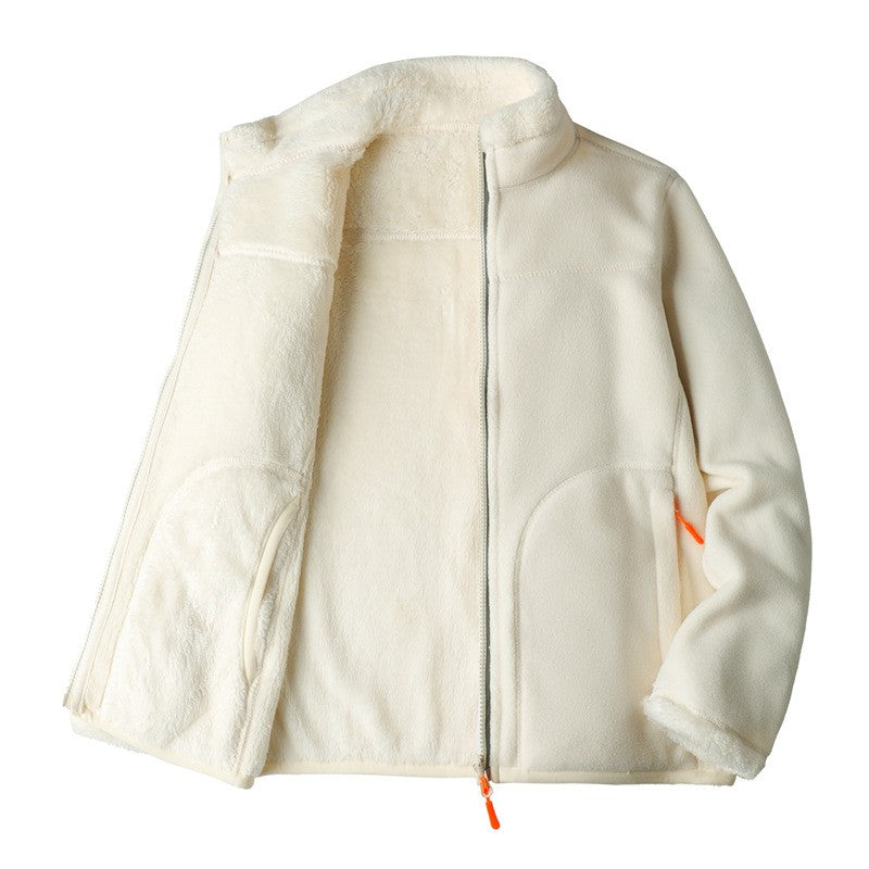 Plus Size Women's Autumn Winter Thickened Double-sided Fleece Hooded Jacket Zipper Long Sleeve Warm Outerwear Casual Style Sh...