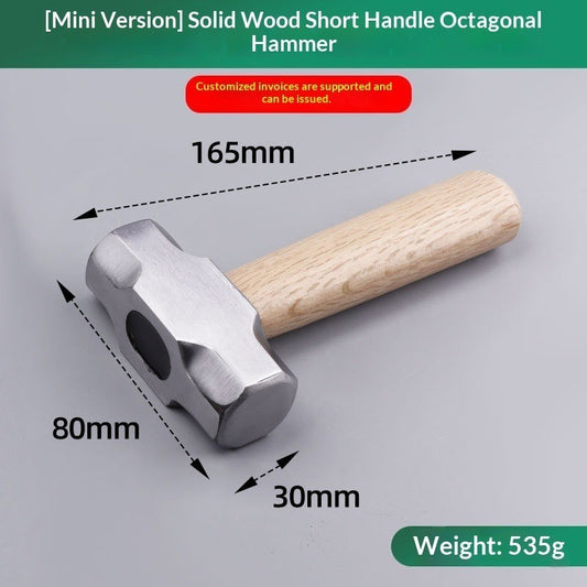 Mini Hammer High Carbon Steel Hammer Solid Wood Short Handle Octagonal or Round Head Hammer Small Manual Hardware Tool