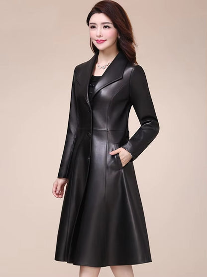 Mauroicardi Spring Autumn Fitted Soft Black Pu Leather Blazer Jacket Women Single Breasted Elegant Luxury Designer Clothes 2025