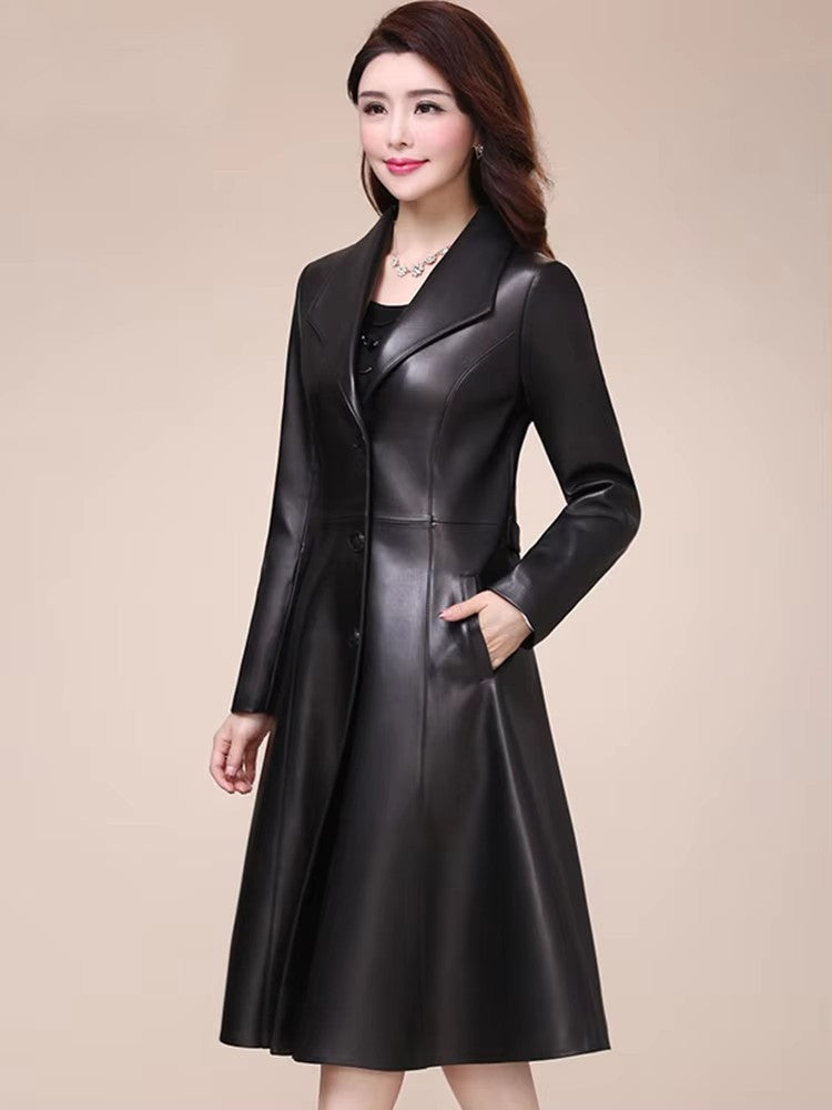 Mauroicardi Spring Autumn Fitted Soft Black Pu Leather Blazer Jacket Women Single Breasted Elegant Luxury Designer Clothes 2025