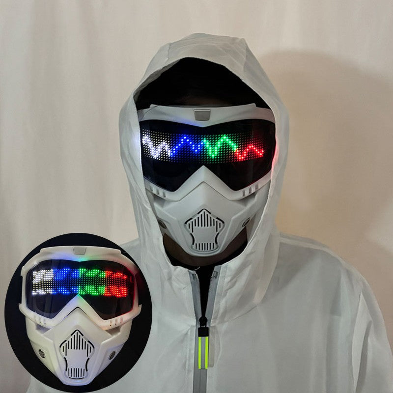 High Quality LED Glowing Mask DIY Patterns Punk Style Full Face Goggles Mask For Adult Bluetooth Button Control Change Mask