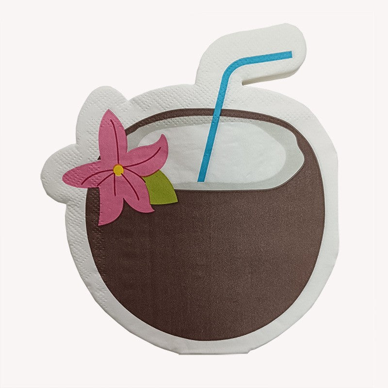20pcs Hawaiian Tropical Coconut Paper Napkins Disposable Kids Favors For Beach Summer Luau Party