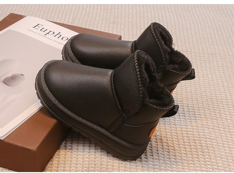 Boys Girls Winter Boots Kids Snow Boots Ankle Slip-on Fashion Classic Warm Thick Plush Cotton Children Rubber Boots 26-37 Soft