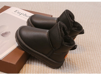 Boys Girls Winter Boots Kids Snow Boots Ankle Slip-on Fashion Classic Warm Thick Plush Cotton Children Rubber Boots 26-37 Soft