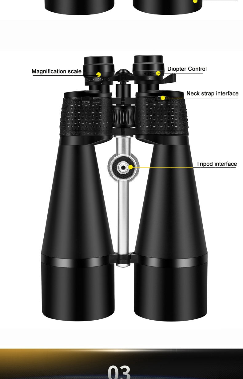 Novos Binóculos BORWOLF 2024 25-75X80 Alta Definição à prova d'água Militar Telescópio para Observação de Pássaros Caminhada Caça Esportes