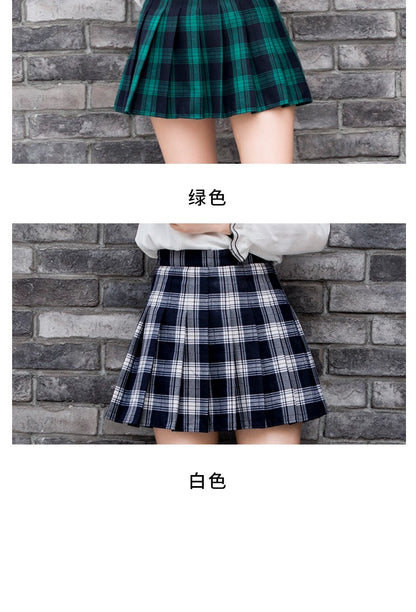 Harajuku Short Skirt New Korean Women Zipper High Waist School Girl Pleated Plaid Sexy Mini Preppy Style Falda Sexy Mujer