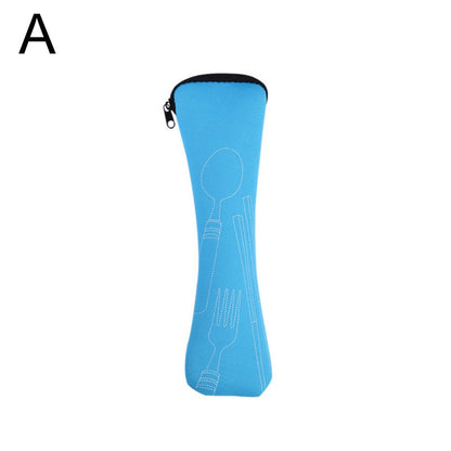 Tableware Bag Box Cutlery Storage Bag Portable Travel Fork Spoon Knife Dinnerware Packaging Pouch Storage Case with Zipper