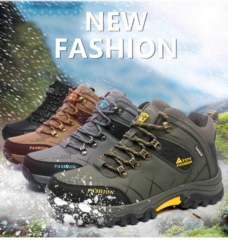 Botas de Neve Masculinas de Inverno Impermeáveis de Couro Tênis Super Quentes Botas Masculinas Botas de Caminhada ao Ar Livre Sapatos de Trabalho Tamanho 39-47