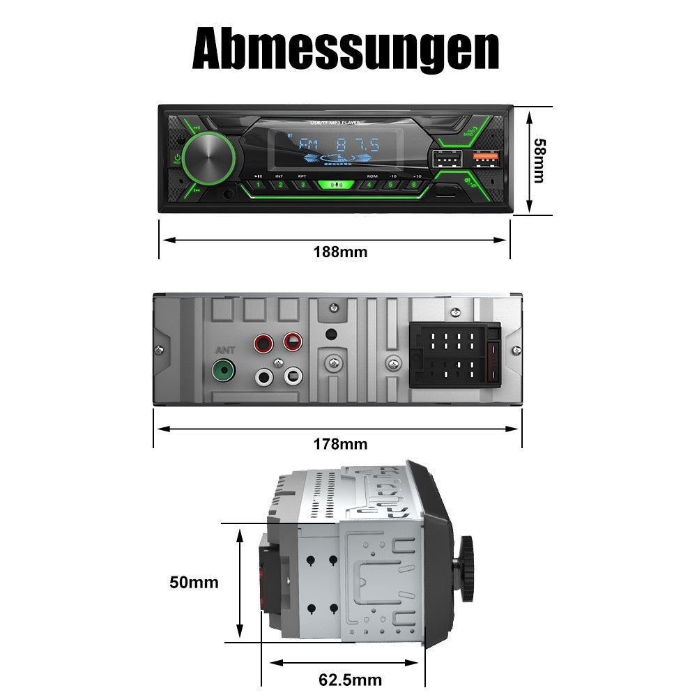 ESSGOO 1 Din Car MP3 Player Radio Autoradio Bluetooth FM TF AUX Color Multimedia Audio Stereo for Vehicle