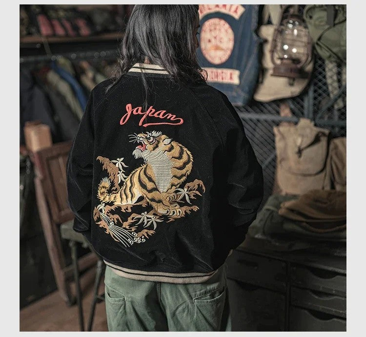Non Stock Suka Reversible Souvenir Jacket Embroidered Sukajan Baseball Outerwear