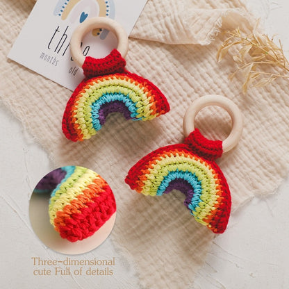 Baby Crochet Lemon Rattle Toys Wooden Bracelet Fruit Musical Rattle Teether Toys Handbell Newborn Soothing Oral Nursing Bite Toy