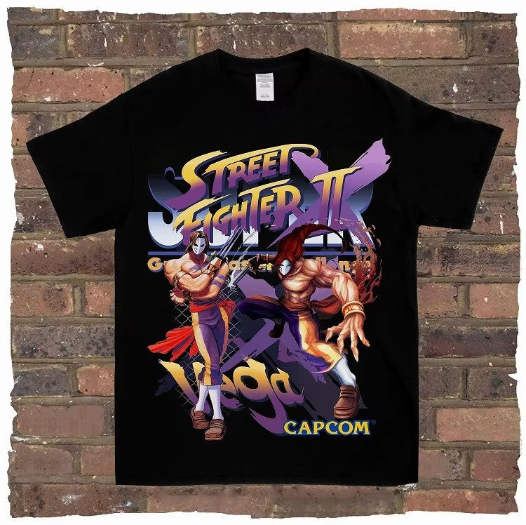 Game Spring Street Fighter, Rock and Rap, Loose High Street, High-quality Men's T-shirts, Women's T-shirts, Couple Styles