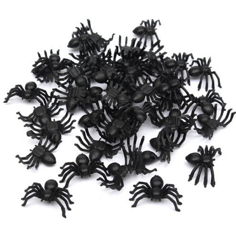 50Pcs Plastic Black Spider Trick Toys Halloween Haunted House Prop Decorations Christmas Children'S Day Gift 2025
