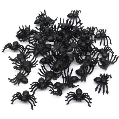 50Pcs Plastic Black Spider Trick Toys Halloween Haunted House Prop Decorations Christmas Children'S Day Gift 2025
