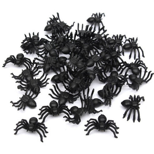 50Pcs Plastic Black Spider Trick Toys Halloween Haunted House Prop Decorations Christmas Children'S Day Gift 2025