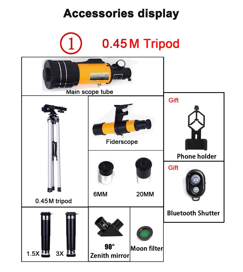 F30070M Telescópio Astronômico Profissional AZM70300 HD de Alta Potência com Tripé Portátil Zoom de 150x Visão Noturna da Lua e Estrelas