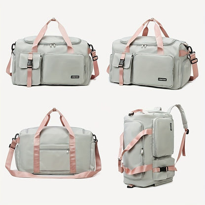 Multifunctional Women's Travel and Fitness Bag - Stylish Pink, Large Capacity, Separate Footwear Compartment