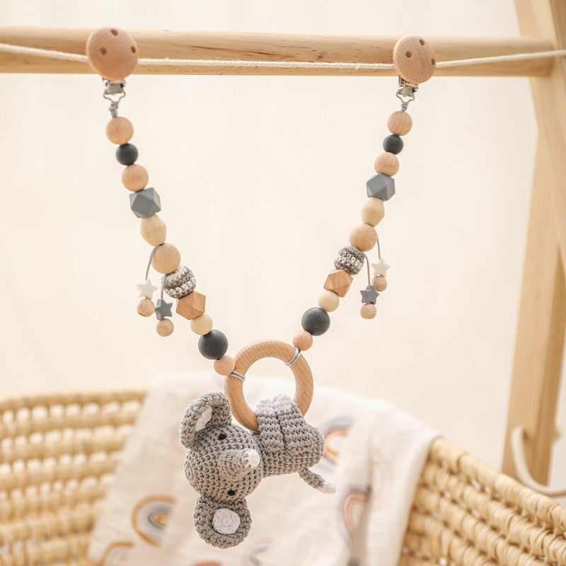 Baby Crochet Stroller Toys Wooden Hanging Ocean Stroller Teething Rattle Bell Animal Mobiles Gym Stroller Pendants Gifts Toys