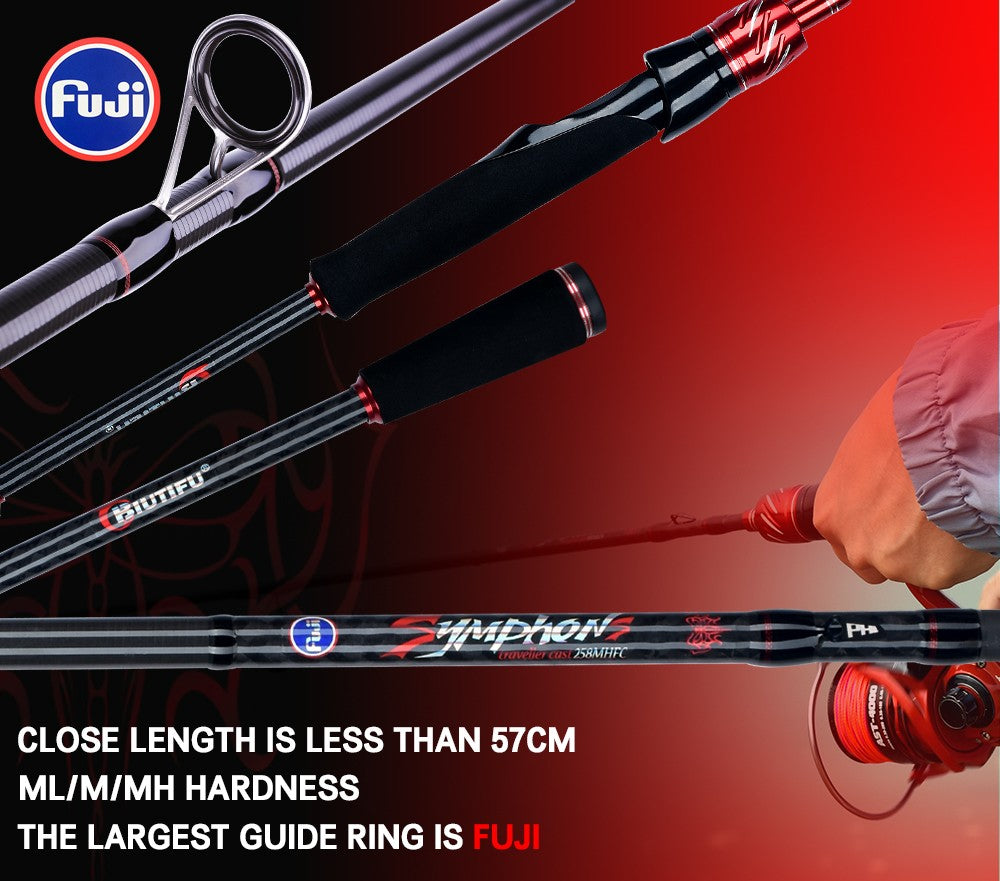 Vara de Pesca BIUTIFU Giratória e de Arremesso Fuji para Isca Mini Haste para Viagem de Pesca em Rocha 3.0/2.4/2.1/1.8m Carbono T800 Ultraleve Rápida 5-42g